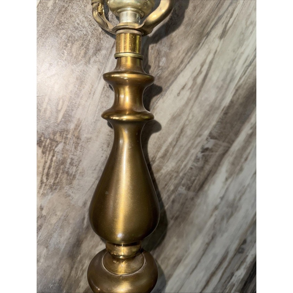 Set Of 2 Vintage Brass Table Lamps Amber Glass Globe 35" Tall 3-Way Ornate Base - Picture 8 of 16